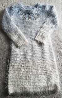 Ciepła tunika, sweter, sweterek włochacz dla dziewczynki, r.98