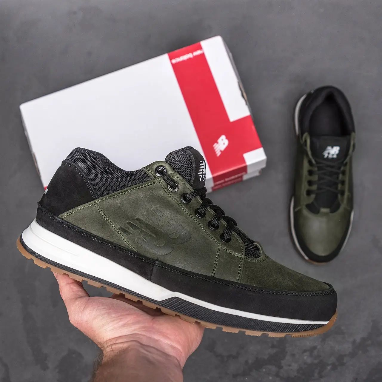 Кроссовки мужские кожаные New Balance зеленые