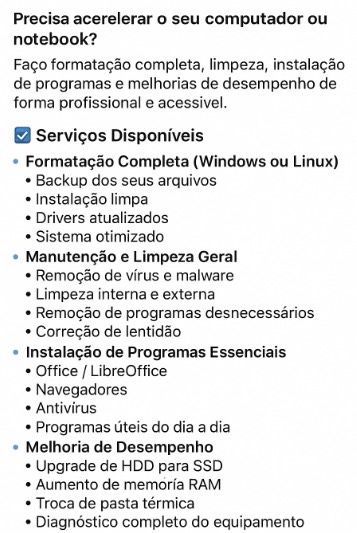 Formatação & Manutenção de PC/Notebook – Rápido, Seguro e Barato