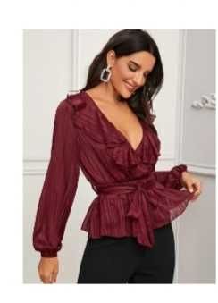 Camisola Blusa vermelha em trespasse Shein