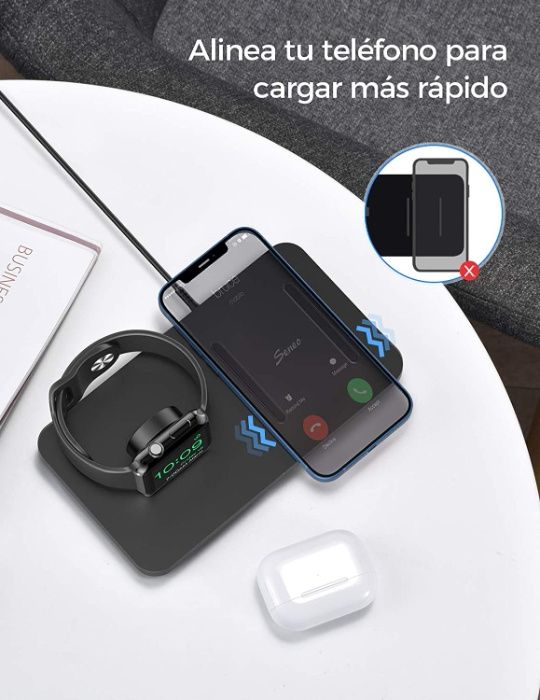 Carregador Wireless 7.5W Fast Charge 2 em 1 iPhone AirPods Pro Watch