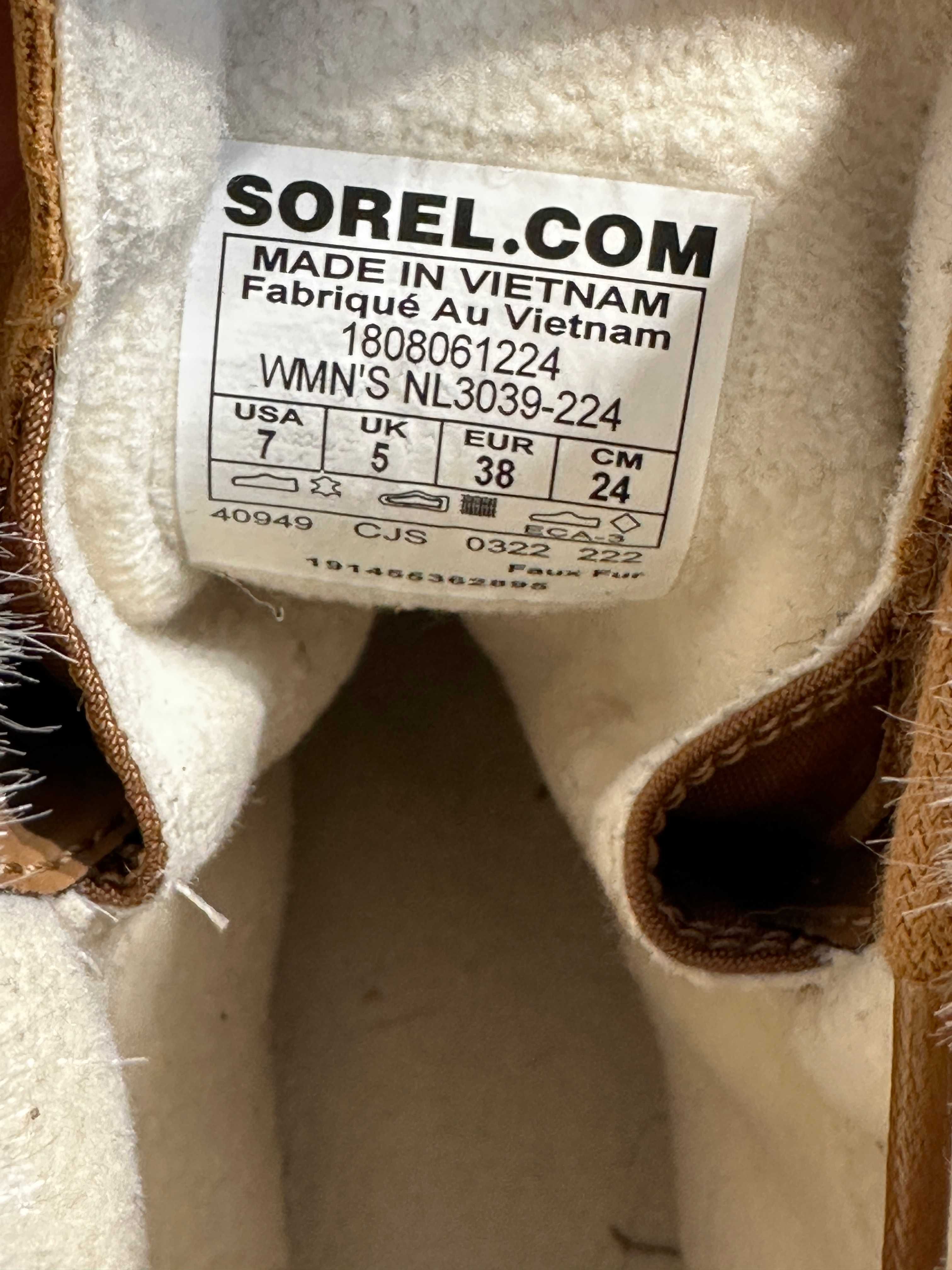 Buty botki śniegowce damskie skórzane sorel explorer joan 38