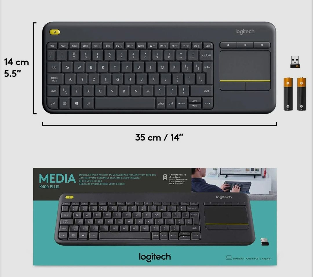 Klawiatura multimedialna do TV Logitech K400 Plus bluetooth BT
