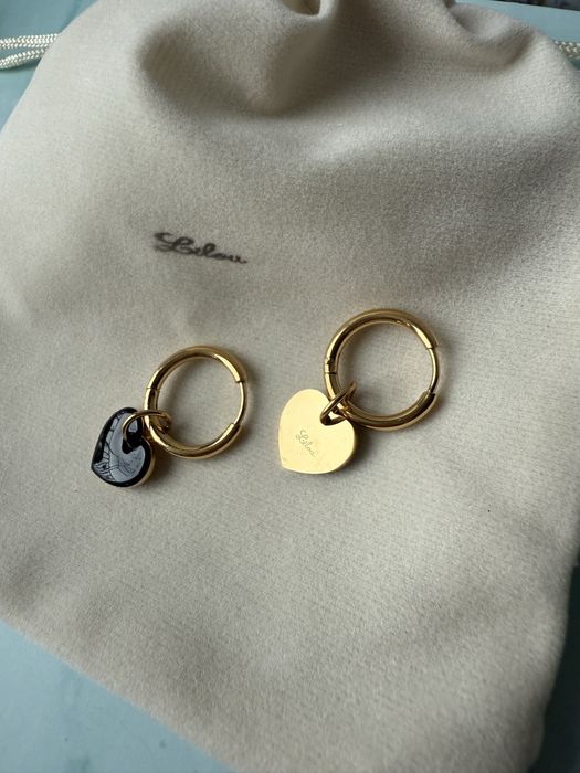 Lilou kolczyki z serduszkami złoto czarne