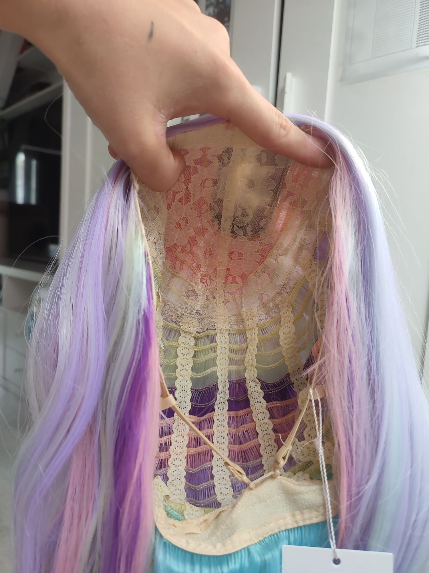 Peruka WIG unicorn kolorowa długa gęsta fale cosplay