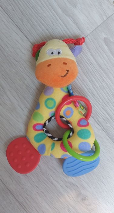 М'яка іграшка брязкальце-прорізувач у формі жирафа