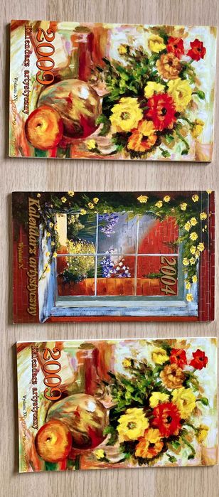 Reprodukcje obrazów malowane stopą,ustami.Kartki Kalendarze