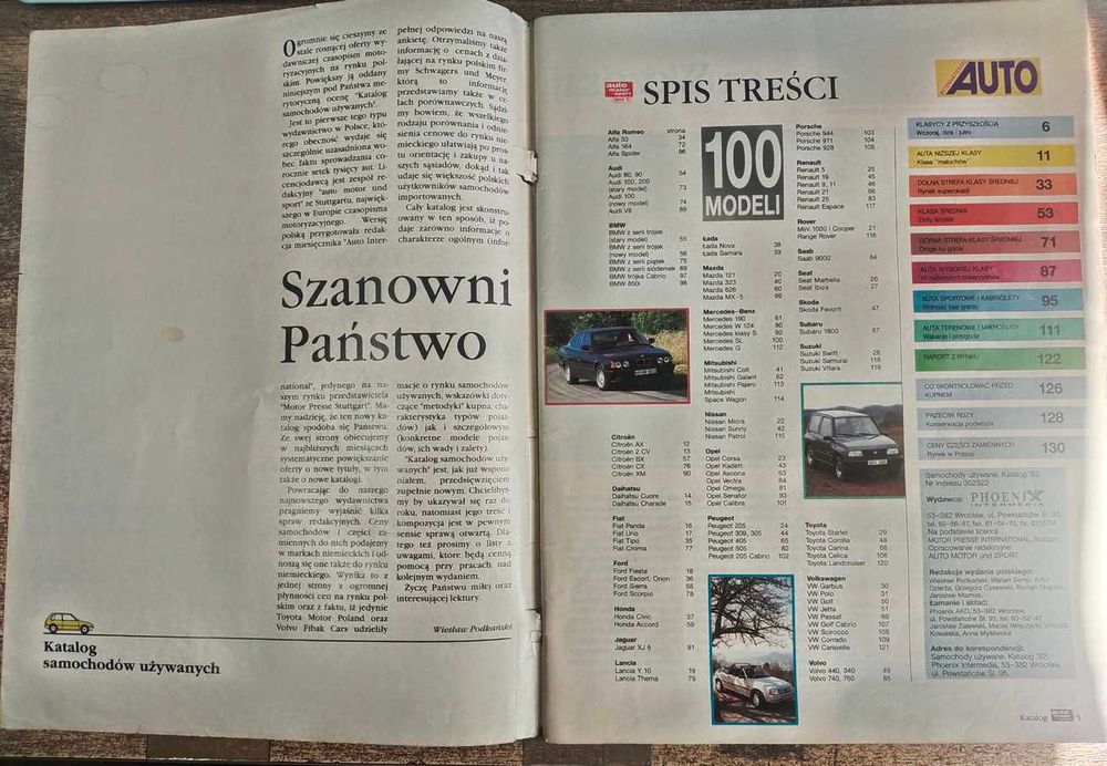 Katalog samochodów używanych Auto motor sport 1992 - brak okładki