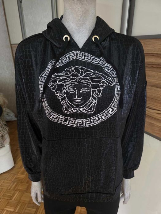 Bluza damska Versace w kolorze czarnym z cyrkoniami srebrnymi