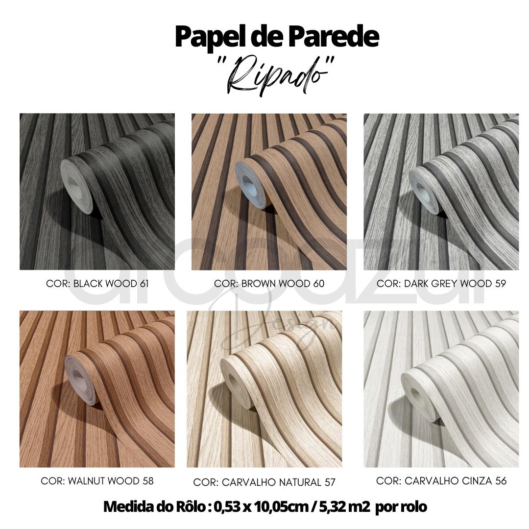 Papel de Parede Ripado Walnut - 6 cores By Arcoazul