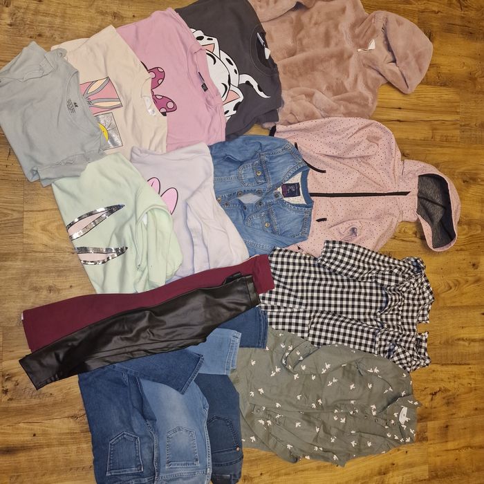 H&m zara reserved markowy zestaw paka ubran wiosna 128 kurtki spodnie