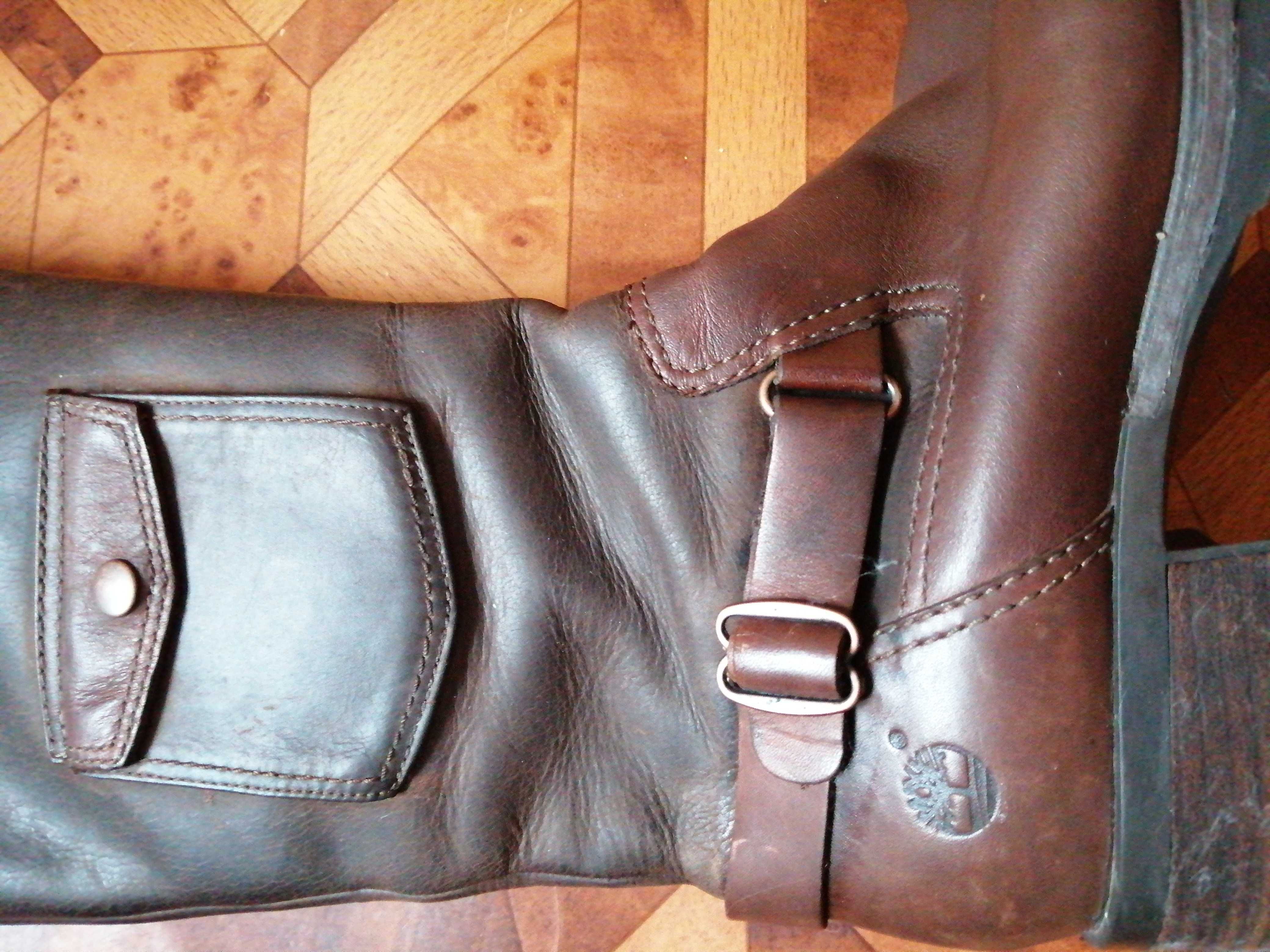 Kozaki brązowe skórzane skóra 39 7 Timberland cholewka