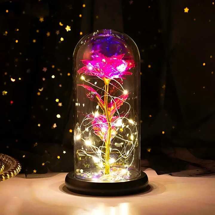 Wieczna róża w szkle LED świecąca prezent na każdą okazję