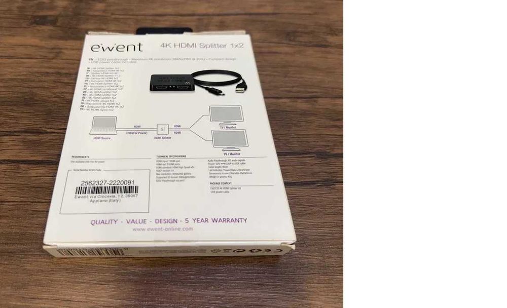 Splitter HDMI 1 para 2 ecra 4K Novo