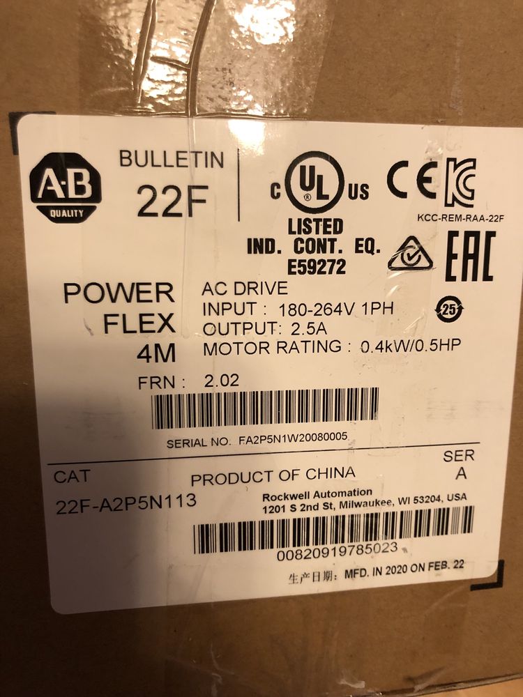 PowerFlex 4M falownik Nowy 1-fazowy Allen-Bradley