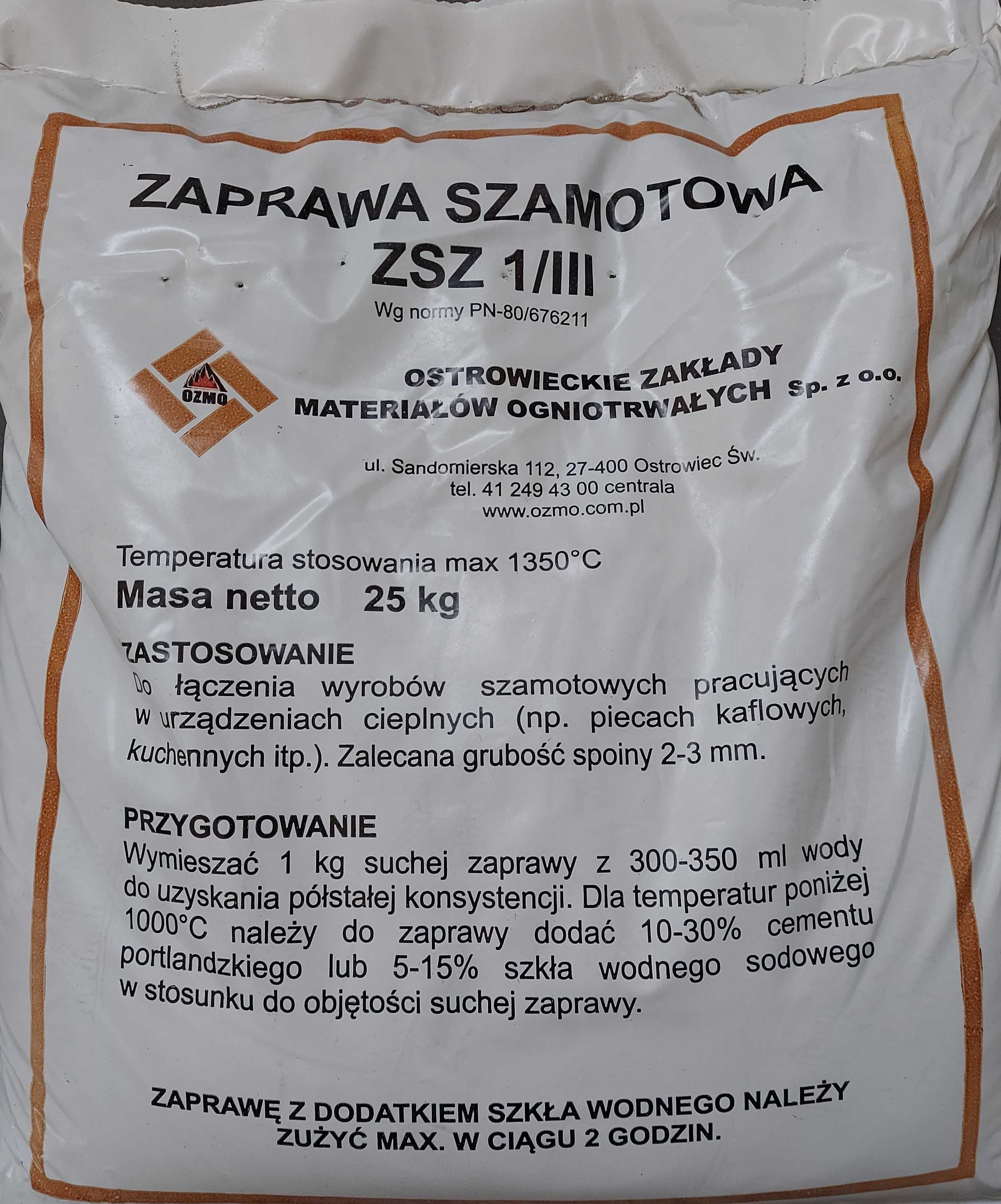 Zaprawa szamotowa 25 KG OZMO