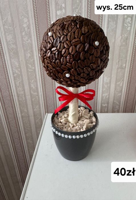 ozdobne drzewko kawowe z ziaren kawy dekoracja ozdoba prezent