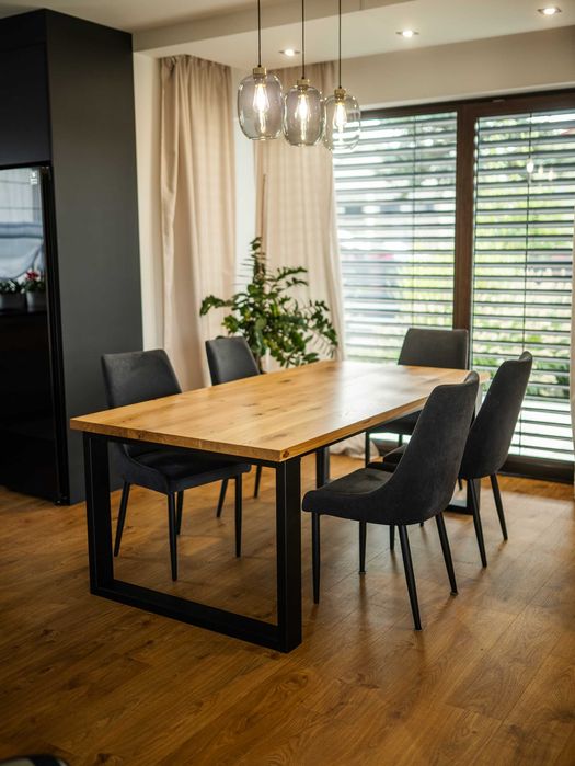 Stół drewniany dąb lity rozkładany rustic blat  LOFT Loftowy Dęblin