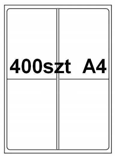 Etykiety samoprzylepne A4 148mm x 105mm 4paczki po 100szt