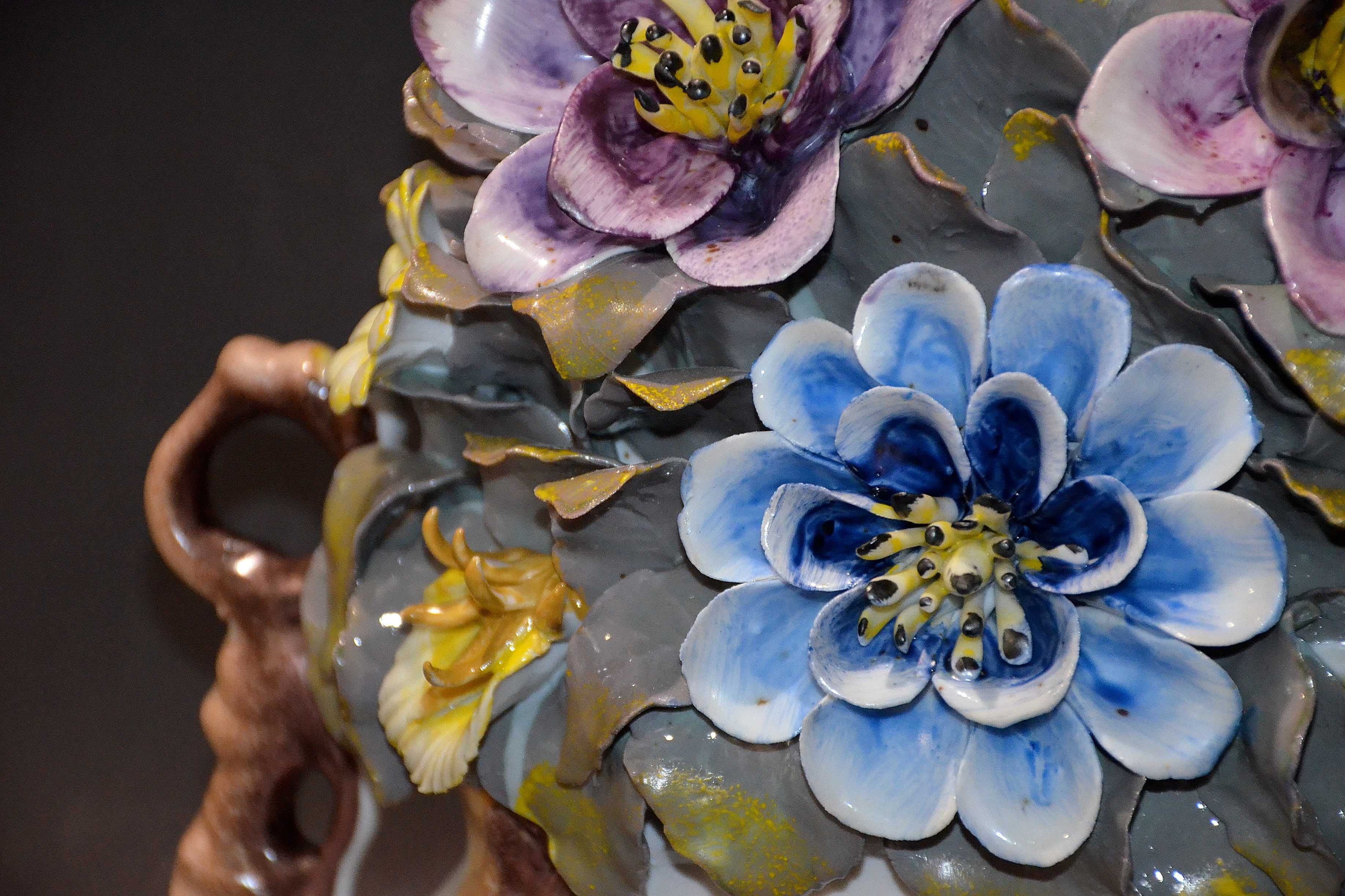 Porcelana ROCERAM aranżacja kwiatowa VIS duża 27,5cmx30,5cm
