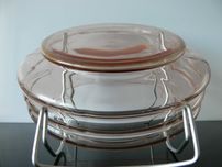 Klosz do lampy pojemnik wkład szkło rozalinowe Art Deco Huta Hortensja
