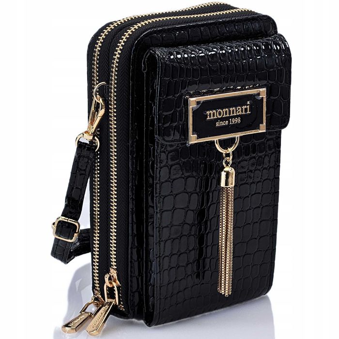 Torebka Damska Listonoszka MONNARI Skóra Eko Torebko-Portfel Na Ramię