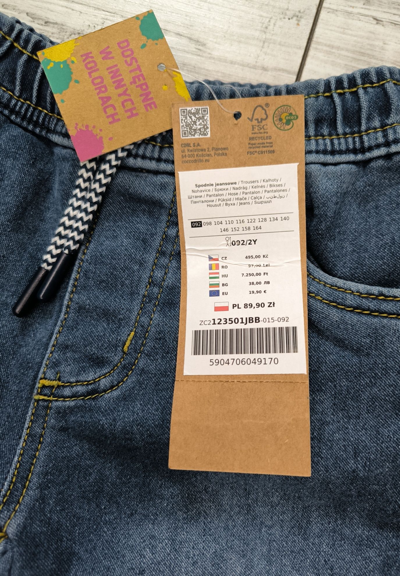 Spodnie jeansowe Coccodrillo chłopięce nowe, r.