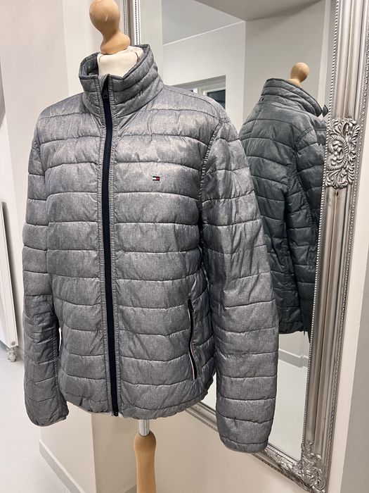 Tommy hilfiger kurtka jesienna szara męska M jak puchowa pikowana