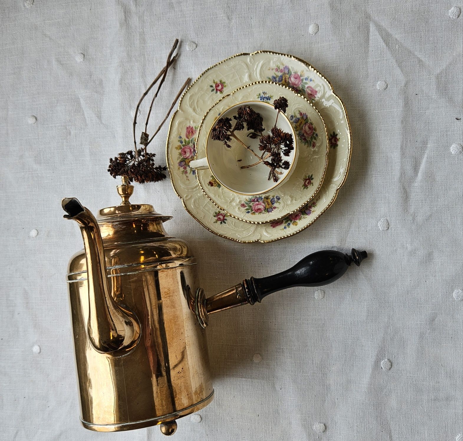 Антикварний мідний чайник кавовий середина 19 сторіччя.