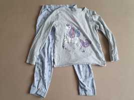 Ideał piżama 122 128 Little Kids szaro błękitna 2 częściowa jednorożec