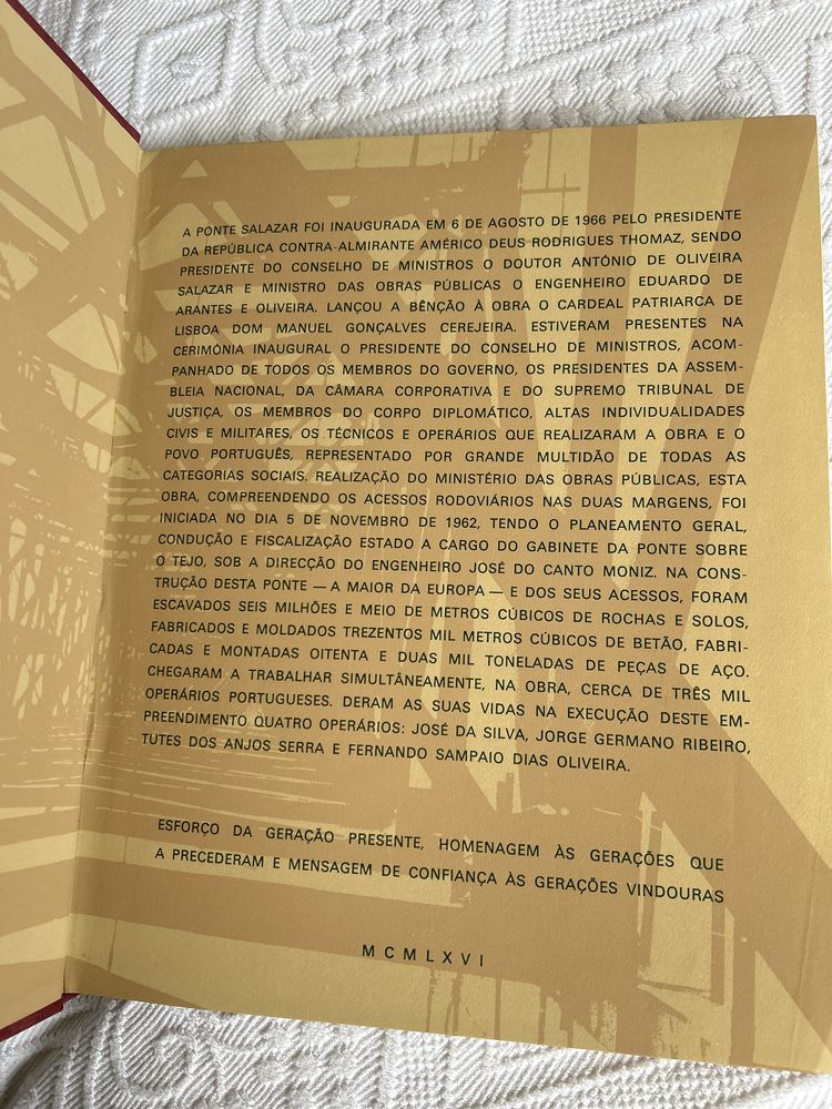 Livro A Ponte Salazar - Lisboa Portugal