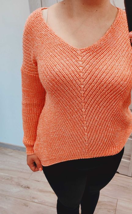 Sweter ciepły na zimę różowy XL