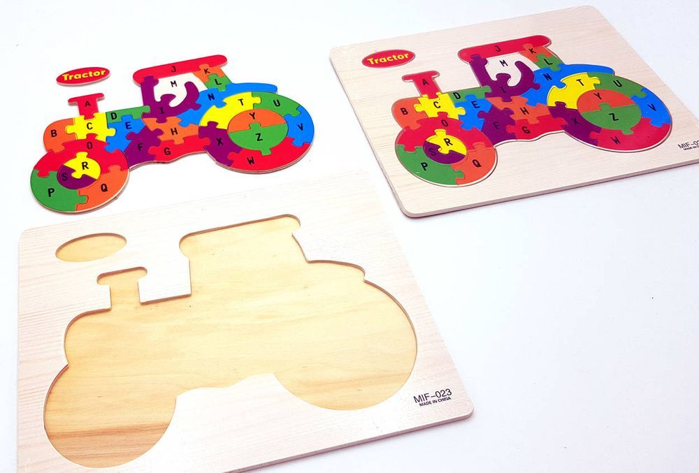 Traktor Puzzle Klocki Drewniane Dla Dzieci Literki
