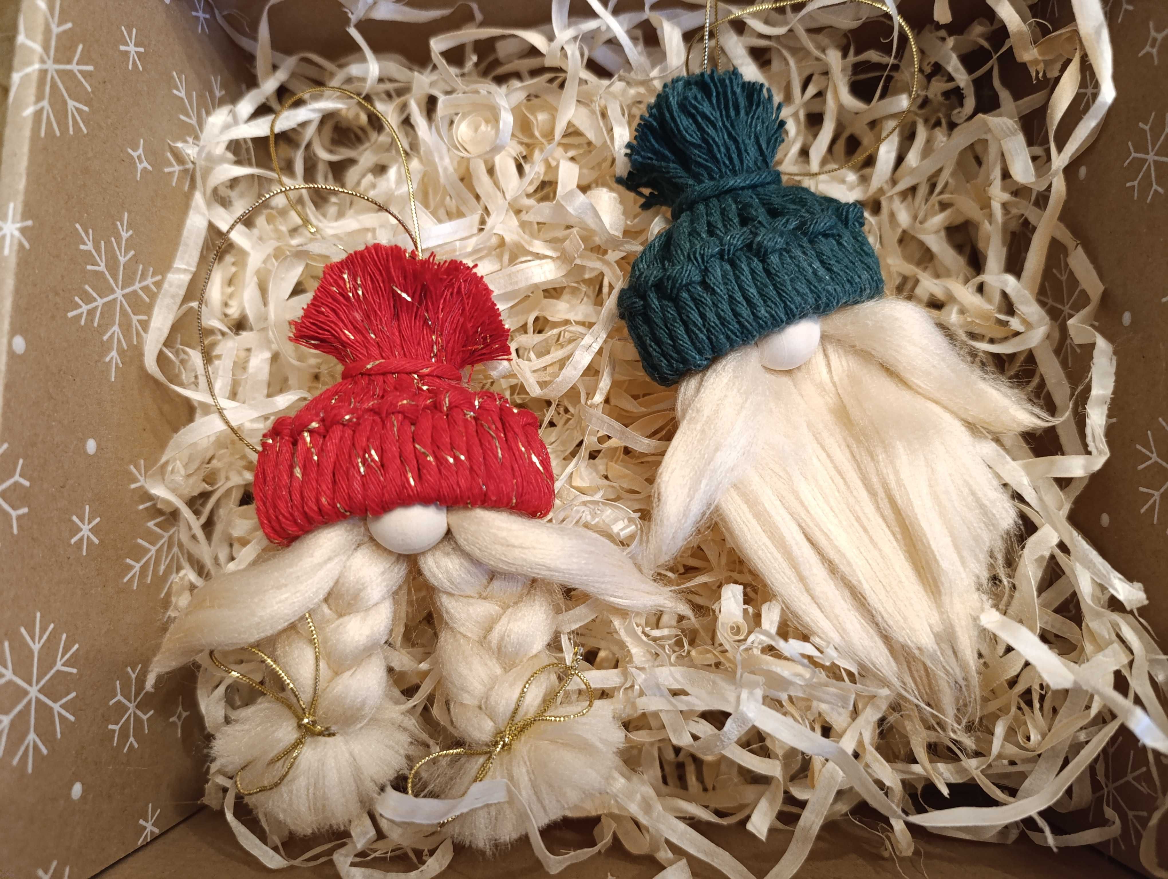 Czerwony zestaw prezent święta choinki Mikołaj skrzat krasnal handmade