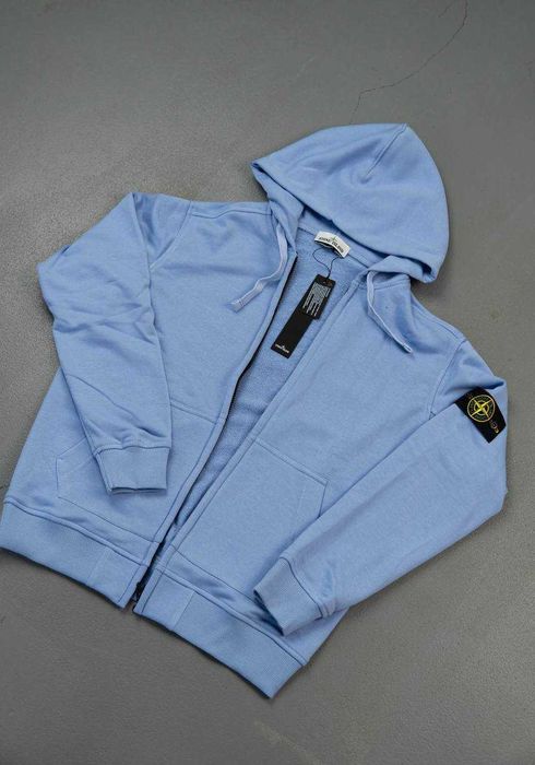 Блакитне Зіп худі Стон Айленд - Зипка SI - Кофта Stone Island - Стонік