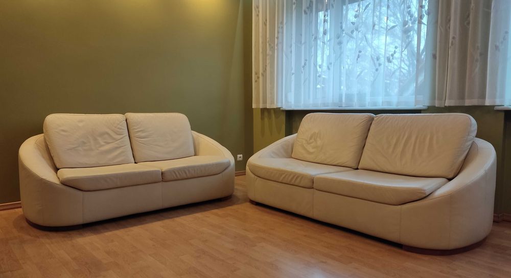 Komplet wypoczynkowy 2 sofy skóra