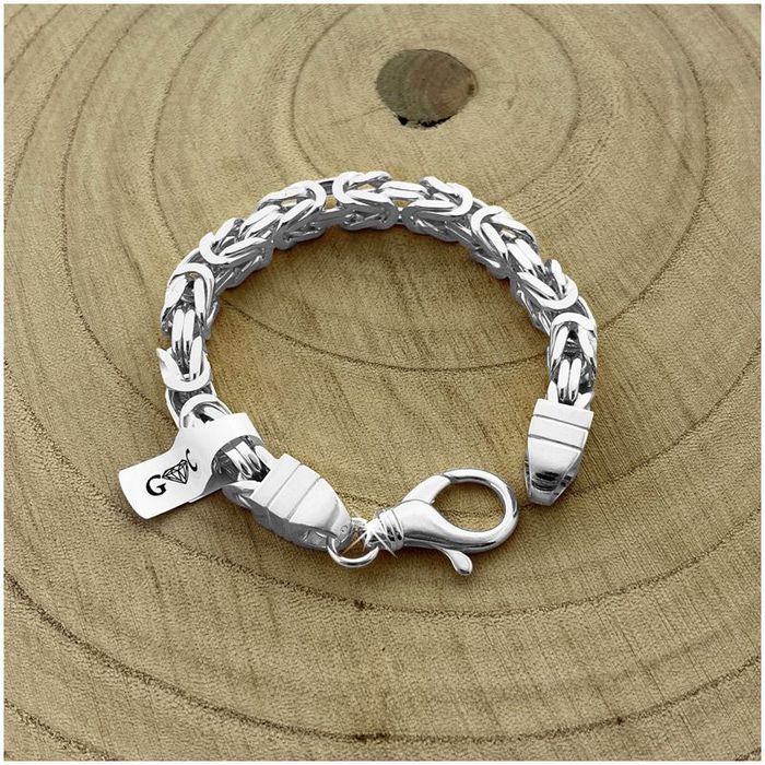 Potęzna Męska Bransoleta Splot Królewski 22cm/8mm Srebro Pr. 925 + Gra