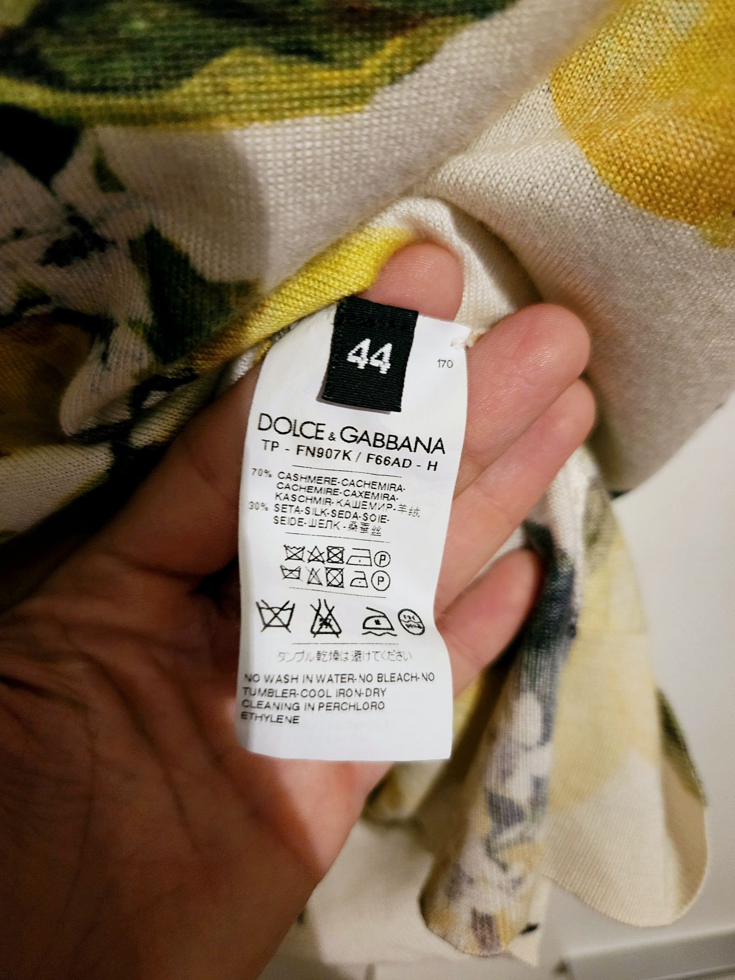 Kremowy sweter top Dolce Gabbana cytryny kaszmir