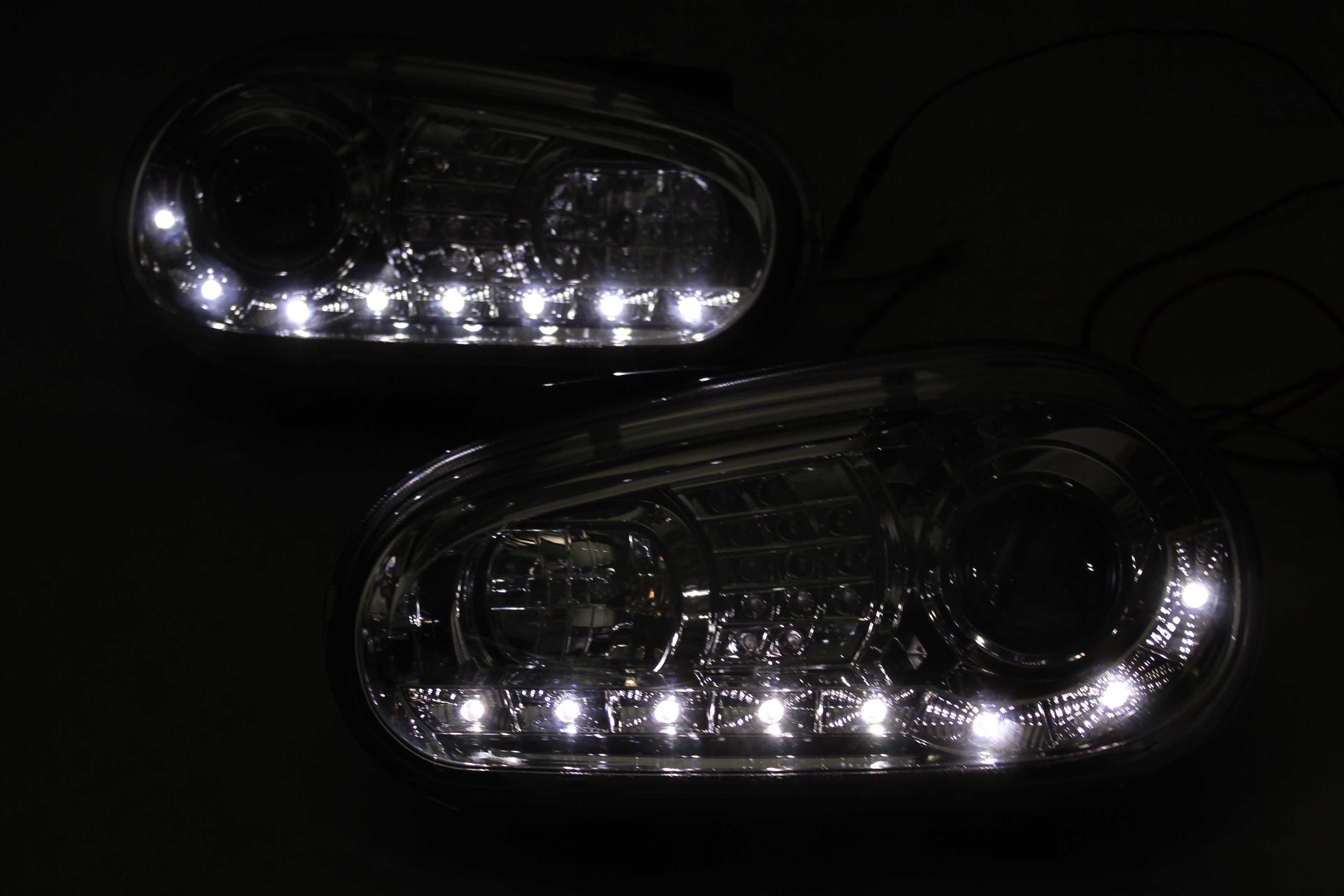 Lampy przednie przód VW GOLF 4 IV 97-03 CHROM Dayline LED Tuning IGŁA!