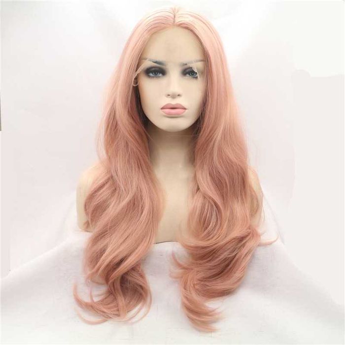 Peruka lace front pudrowy róż / brzoskwioniowy blond 65 cm