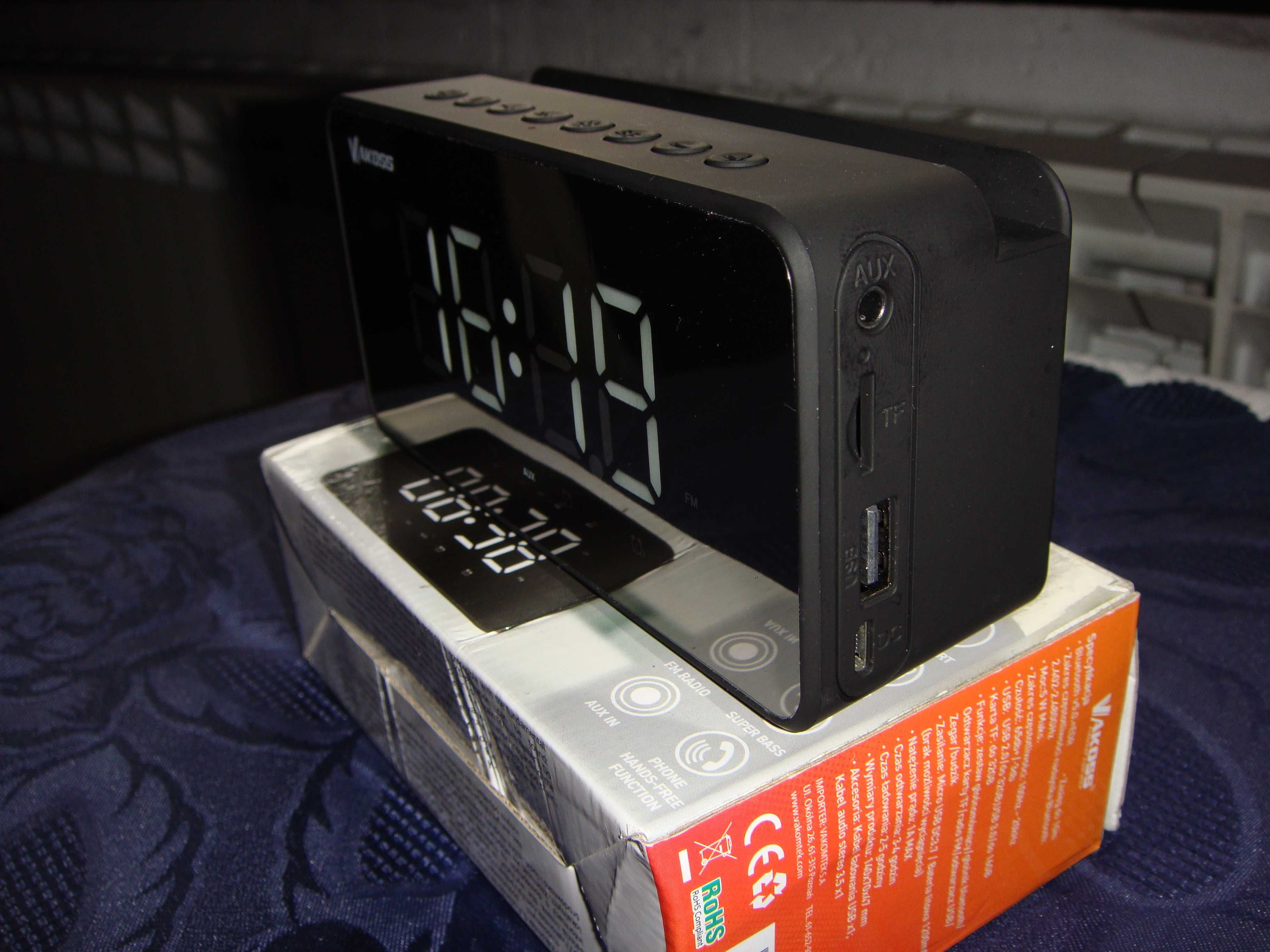 Zegar - Radio  Budzik  3  W  1  , 2- Głośniki  10 W / Bluetooth  5,0