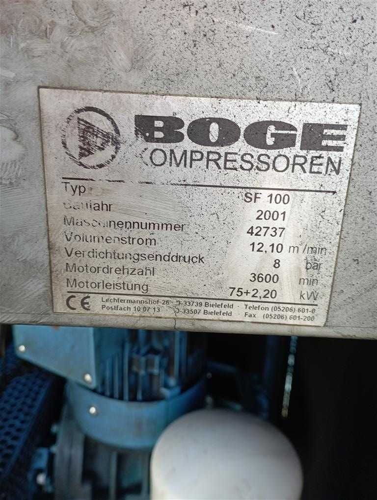 Sprężarka śrubowa,kompresor Boge SF100,75 KW,S013440