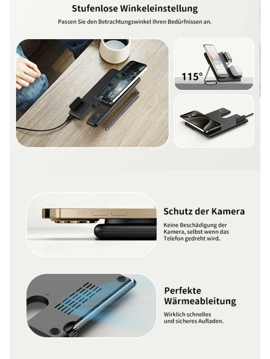 Качественное зарядное устройство JoyGeek с MagSafe, заряд.станция 3в1