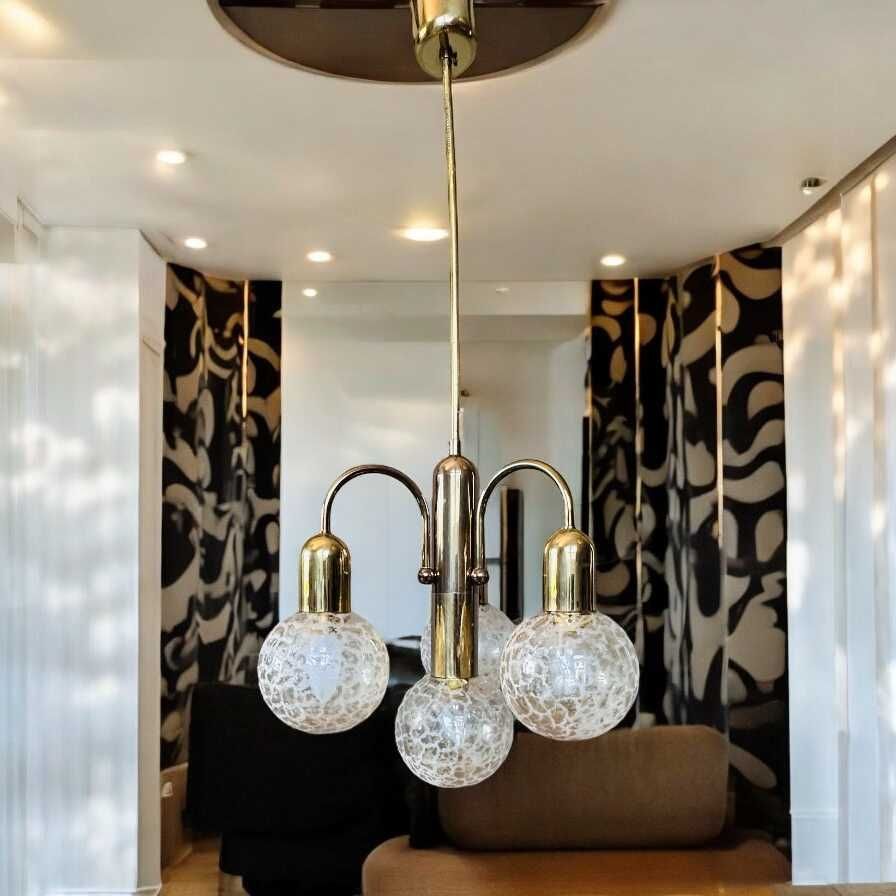Solken Leuchten 4 puntktowy żyrandol Vintage glamour, Niemcy lata 70