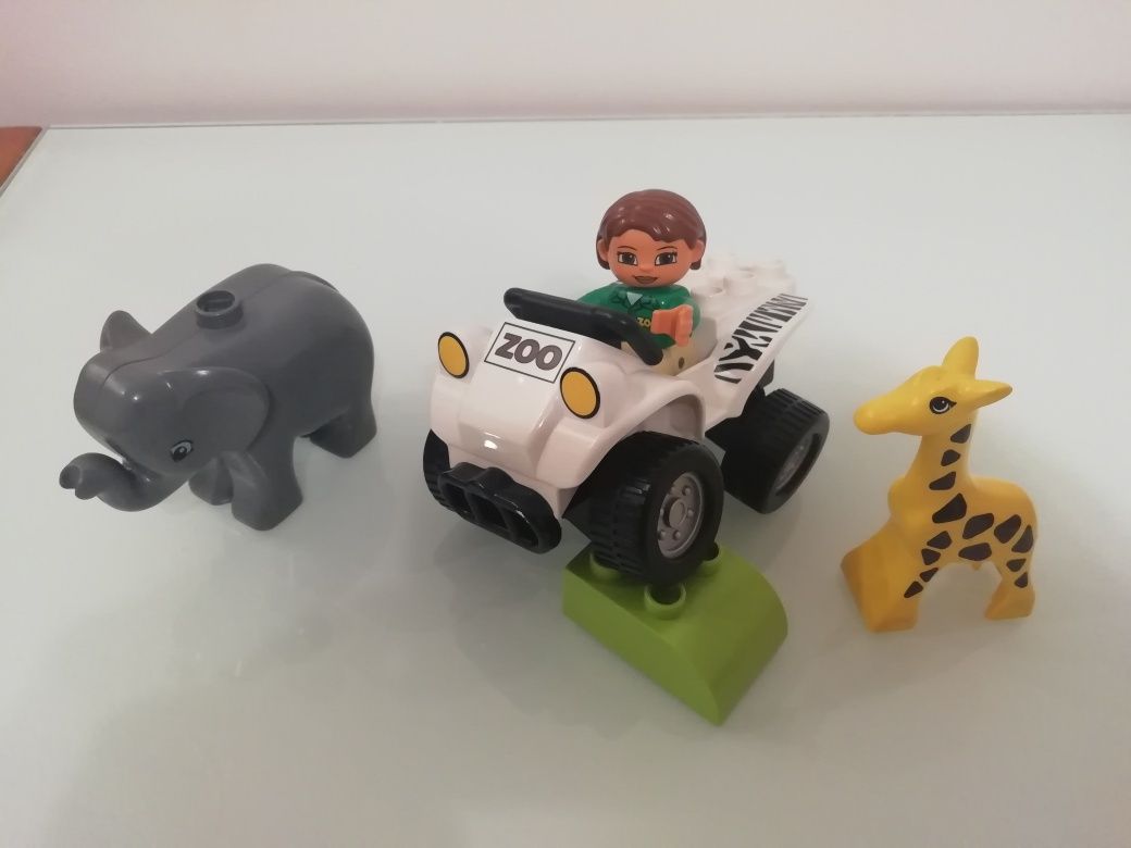 Zestaw Lego Duplo ZOO, safari samochód terenowy jeep słoń żyrafa, kloc