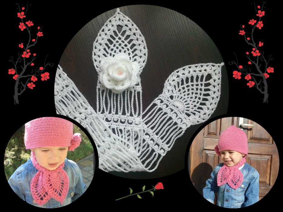 Uroczy szaliczek w stylu retro. Na szydełku - RĘKODZIEŁO