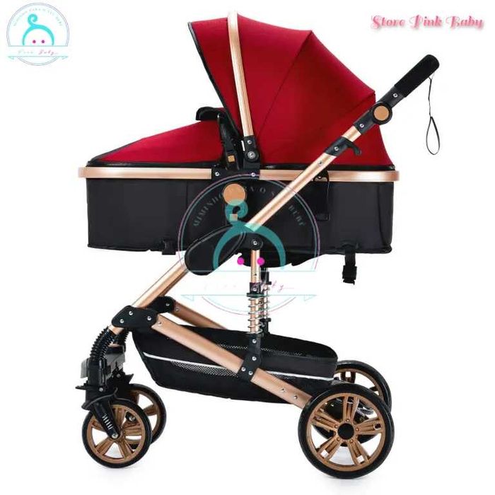 Carrinho de bebé 3 em 1 PinkBaby - Fabulous - Vermelho Bordeaux