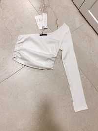 Bluzka bluza biała nowa Zara na jeden rękaw 38 m z metką