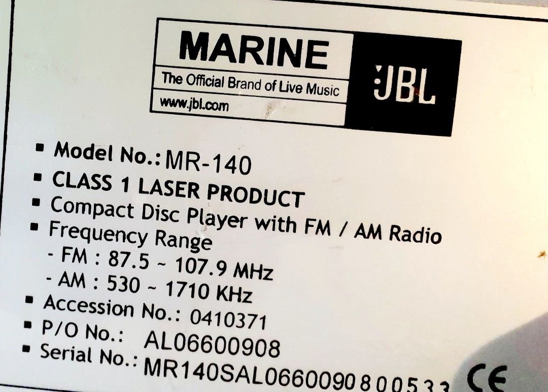 Radio JBL Marine do łódki itp. z wodoodporną obudową
