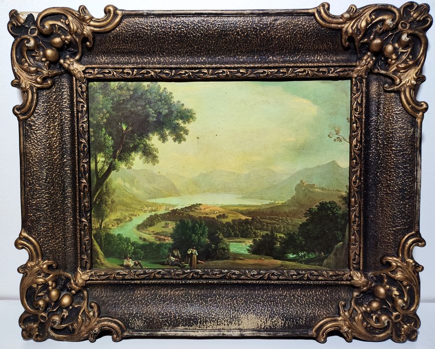 Obraz  "Pejzaż z jeziorem" z okresu  PRL-u